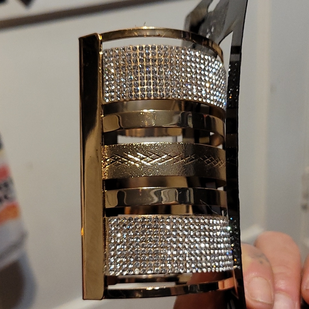 BEBE Gold cuff bracelet with cubic zirconi on it - Picture 9 of 9